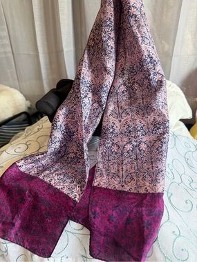 Pink and Navy Floral Scarf - Classic Home Accents